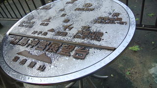 テーブルのような説明板あり