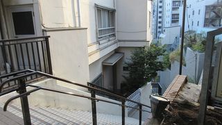 神田明神から秋葉原方面に降りる坂道、というより階段状の雁木坂です。