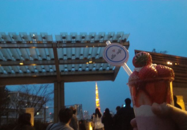 東京タワーのライトアップを見ながら食べる苺「ボンボン」はインスタ映え抜群かも