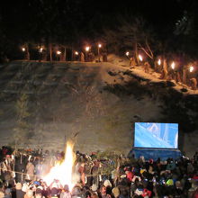 大型スクリーンもあり