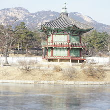 修復中のためフェンスの外から