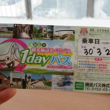 網走市内の観光地周遊バスチケット800円。駅で買えます。