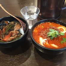 丼セット（担々刀削麺と豚肉茄子丼）