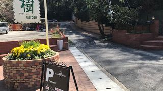 来店条件：健脚　階段を登った先は開放的なカフェ