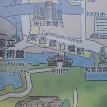 平川門や帯曲輪の周辺について、模式的に説明している図です。