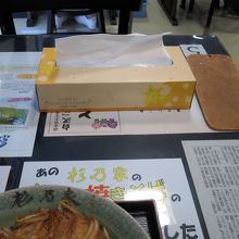 届けられたティッシュ、薬味は七味にんにく 