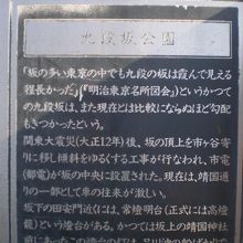 九段坂公園の概要を記す案内板です。九段坂公園の中央にあります