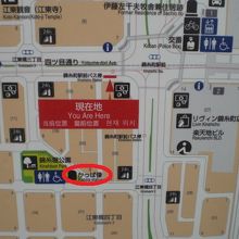赤丸のかっぱ像は、京葉道路の南側の錦糸堀公園の北側にあります