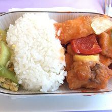 往路のメイン。酢豚の白身魚バージョン