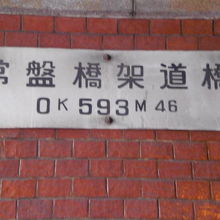 常盤橋架道橋の壁の標示です。一般的に言う鉄道のガードです。