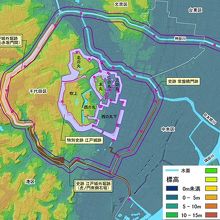 常盤橋門跡の橋が正しく記載されています。現在の常盤橋の北です