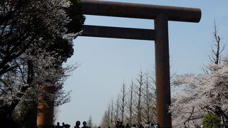 金属製の鳥居に少し違和感