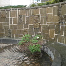 滝の広場の滝の中央部には、緑の植え込みも設置されています。