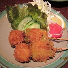 アスパラ・帆立の揚げ物