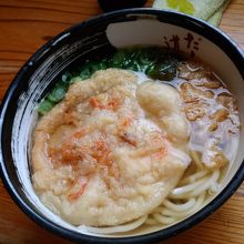 てんぷらうどんにおむすびです