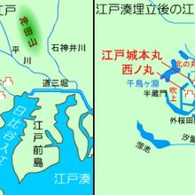 江戸城の東側の江戸湊を埋め立てて、日本橋川が造られました。