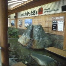空港ビル前には桜島のような｢足湯｣もありますよ～