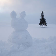 クリスマスツリーの木と雪だるま