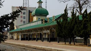 列車の営業運転は終了しています。軍港入口そばにありますが、今では駅舎や駅周辺の見学は個人でもOK。