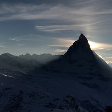 クルムホテル前から、サンセット直後のマッターホルン