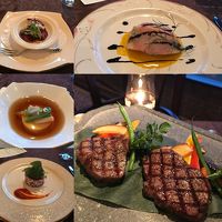 アップグレートしたコース料理。デザートはクレープシュゼットで