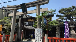 鳥居の籠にコイン投げ