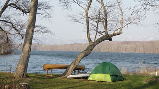 大沼湖畔の無料のキャンプ場