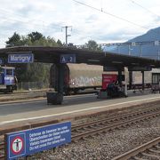 モンブランエクスプレスが発着するスイスのマルティ二駅