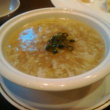 コース料理　海鮮と舞茸のとろみスープ