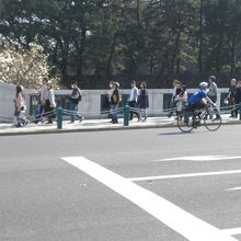 竹橋の車道と南側の歩道の様子です。歩行者等が多いのが判ります