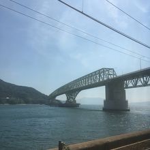 JR車内から眺めた大島大橋。