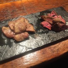 信玄鶏ハツとレバーの炭火焼