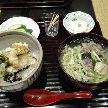 筍天丼と野菜麺