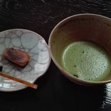 柿のお菓子、大徳寺納豆、お抹茶