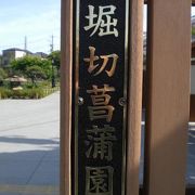 堀切菖蒲園は、京成電鉄堀切菖蒲園駅に近く、荒川沿いにある花菖蒲で有名な名所です。