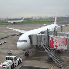 ラウンジから１０番スポットが見えます