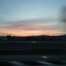 車窓からの夕焼け景色がきれいでした