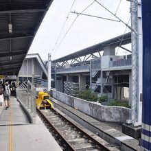 沙崙駅のホーム。右が高鐵の台南駅