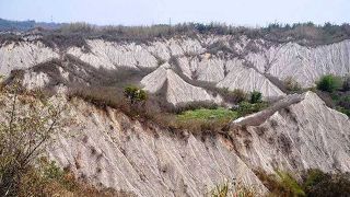 コースを全部歩くと３時間。泥岩の山が連なり、やはり月世界だった