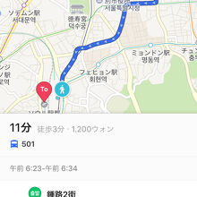 選択すると路線とルートが表示されます