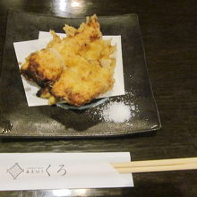 クーポンでサービスしてもらったかしわ天の様子