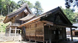 風格ある白木の本殿は天正11年（1583年）の再建で国宝です。
