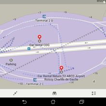 レンタカーの場所の地図