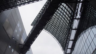 駅ビルの中央部の吹き抜けにある