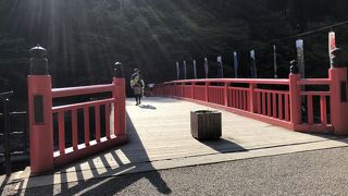 香嵐渓の赤い橋