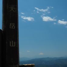 山頂の標記と富士山