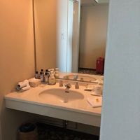 洗面台はバスルームの外にあります