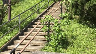 川沿いの高台にある公園