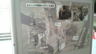 地下の牢屋敷石垣跡や水道管が見れるようになってました