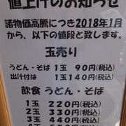 うどんタクシー。高松空港からこんぴらさんへ向かう途中のうどん屋さん1杯220円だ。